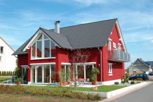 Großes, rotes Glashaus - The Glashouse